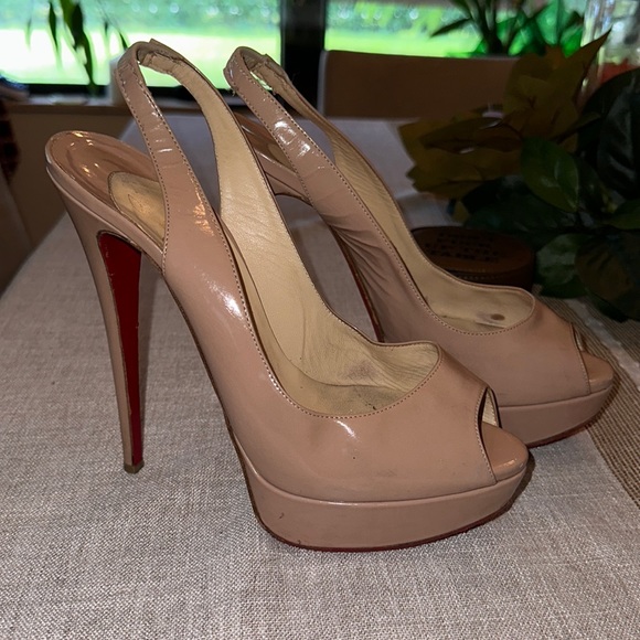 Christian Louboutin Shoes - Christian louboutin nude slingback heel sandal